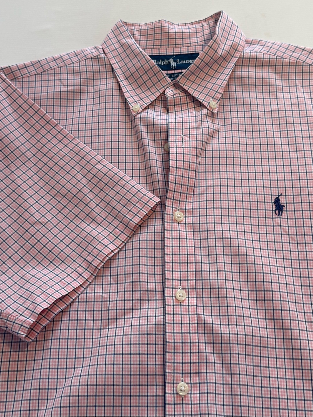 Ralph Lauren Pink and Navy Checked Button-Down Shirt